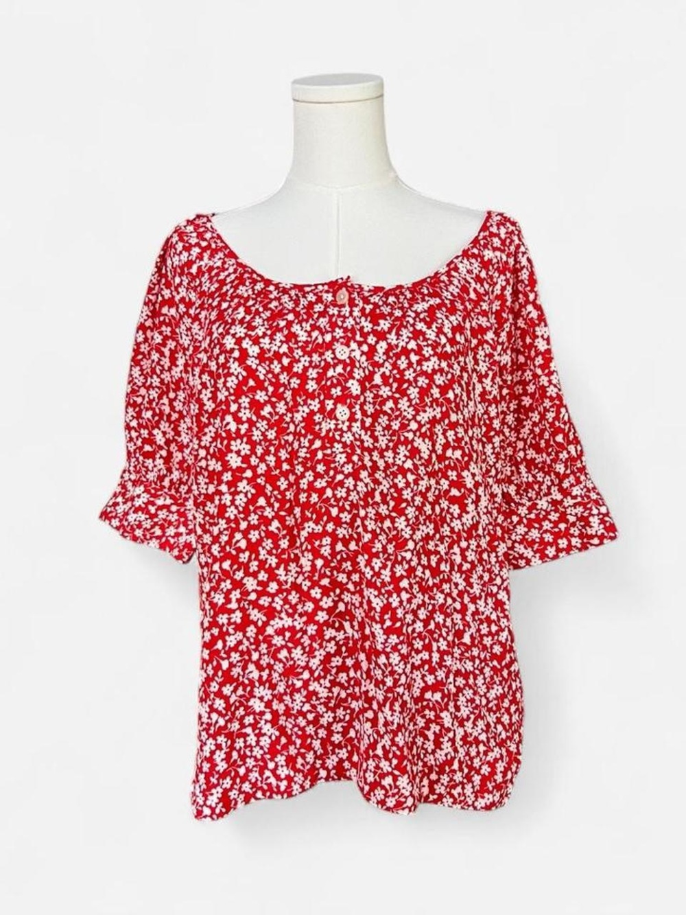 J. Crew Red Floral Button-Front Blouse NWT